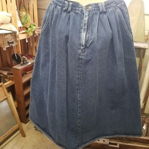 Vintage 1970's Size 12 Blue Denim Jean Midi Skirt